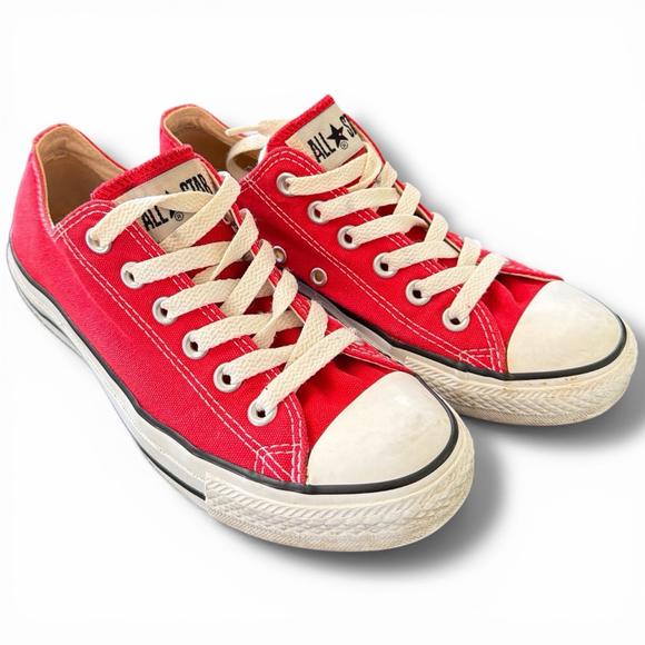 Converse Shoes - Converse Red & White Low Top Sneakers Size men’s 5 women’s 7